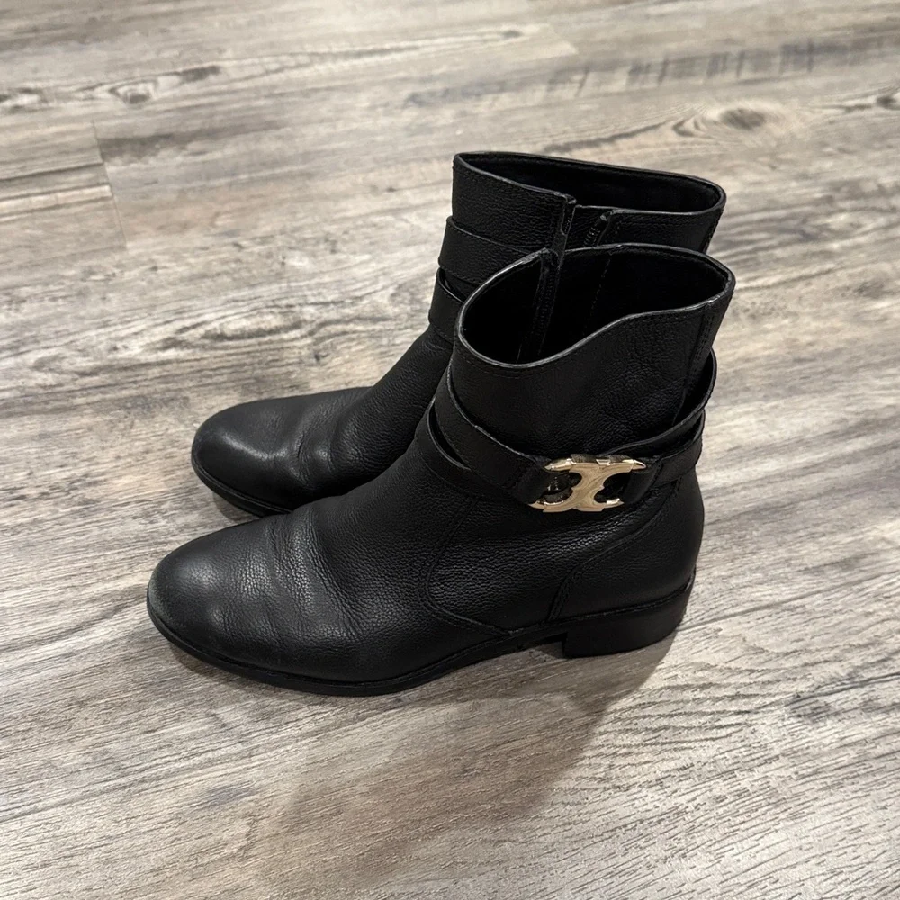 Tory Burch Gemini Black Leather Ankle Boots Size 6.5 Women’s